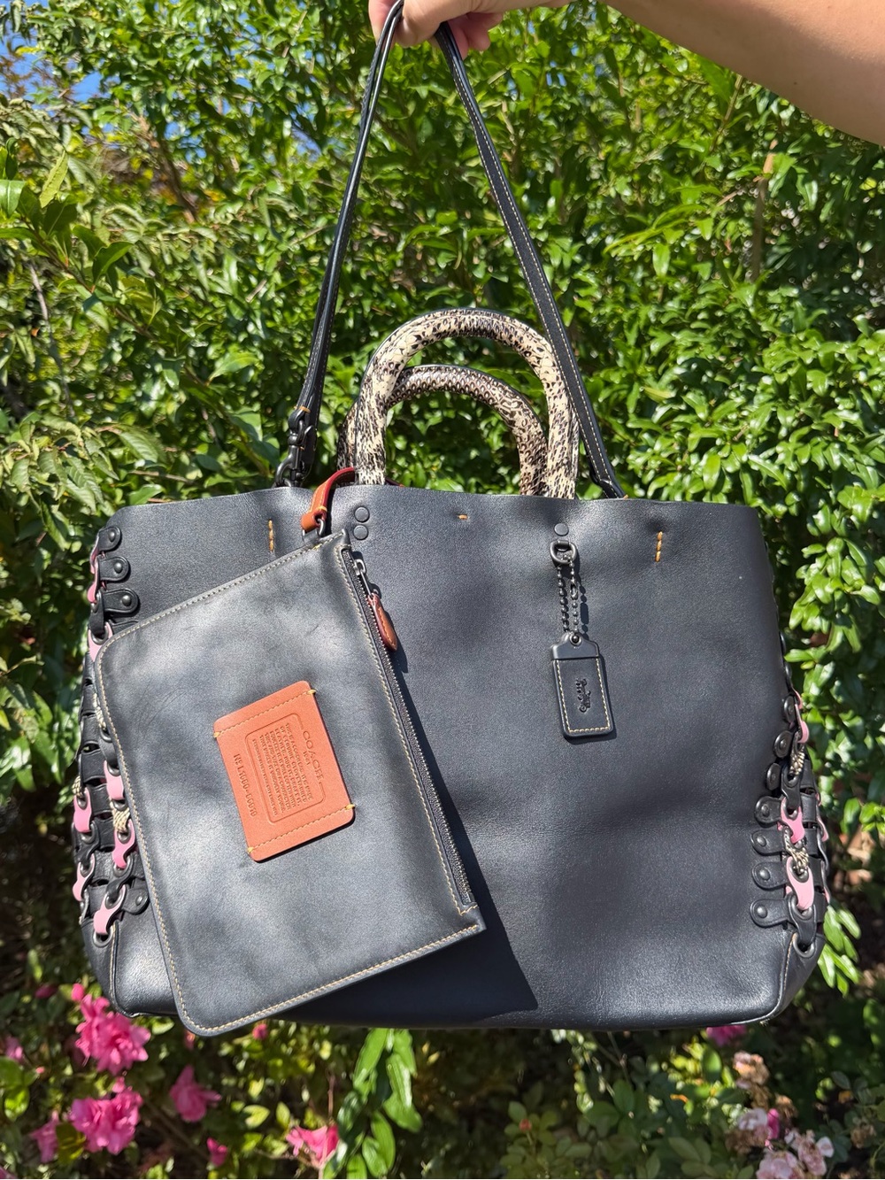 Coach Rogue Tote With Snakeskin Coach Link Detail 86919
